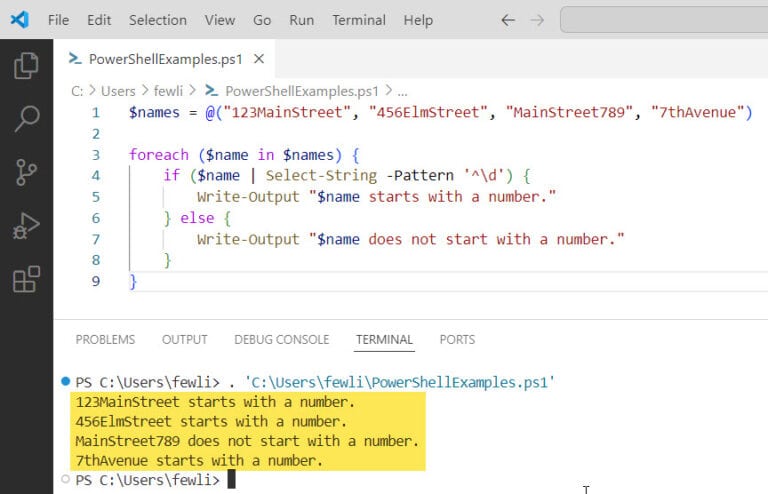 Check if a String Starts with a Number in PowerShell