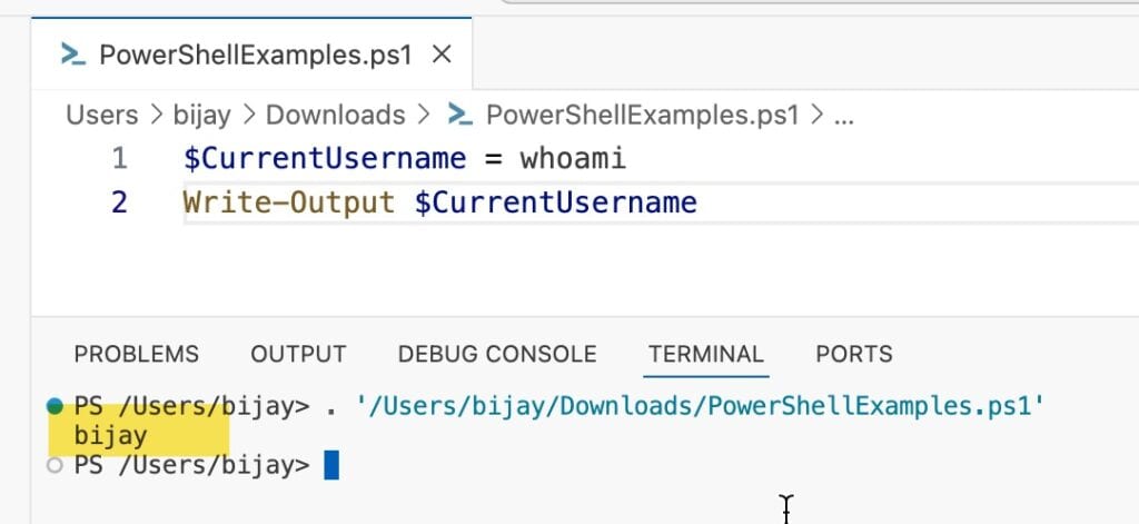 PowerShell get current user macOS