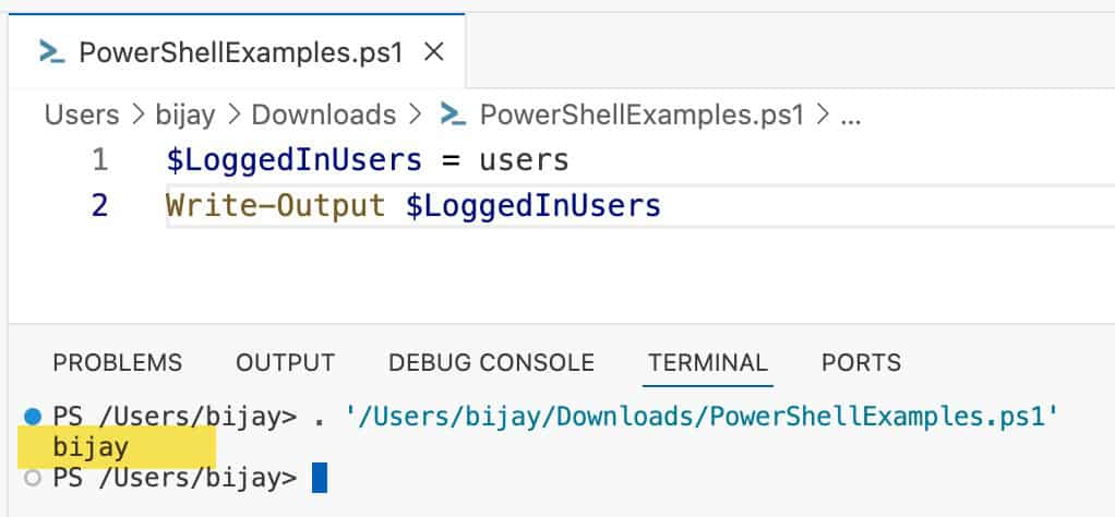 PowerShell username script macOS