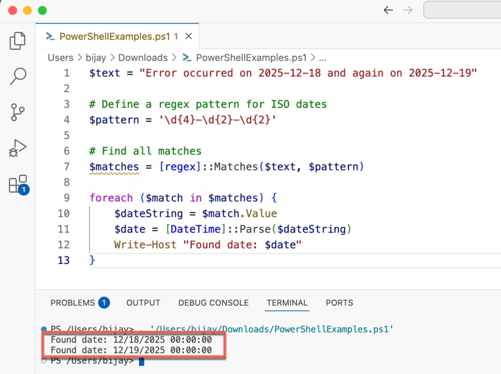powershell find date in string