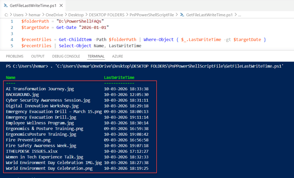 finding multiple files modified after a date powershell