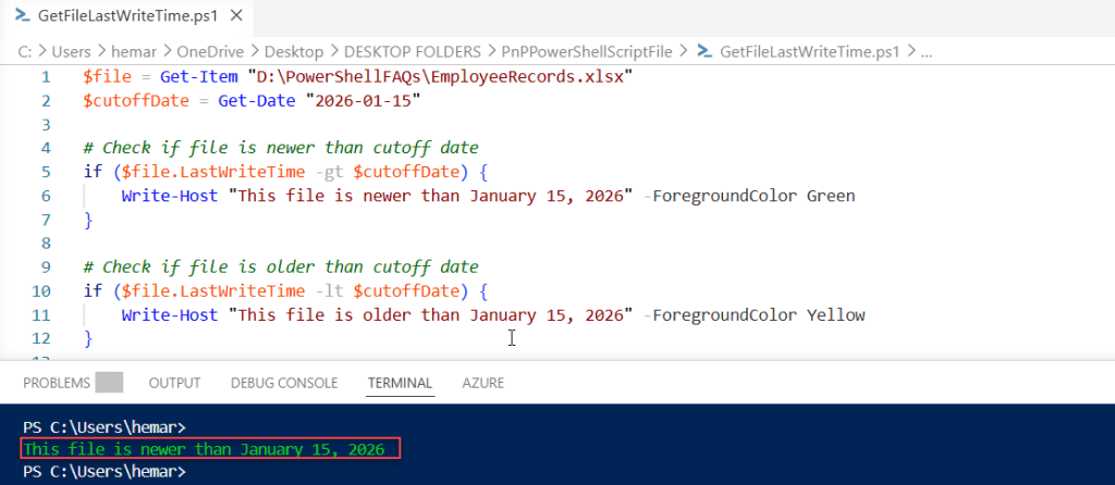 powershell lastwritetime vs last modified