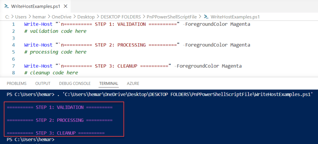 powershell write host list