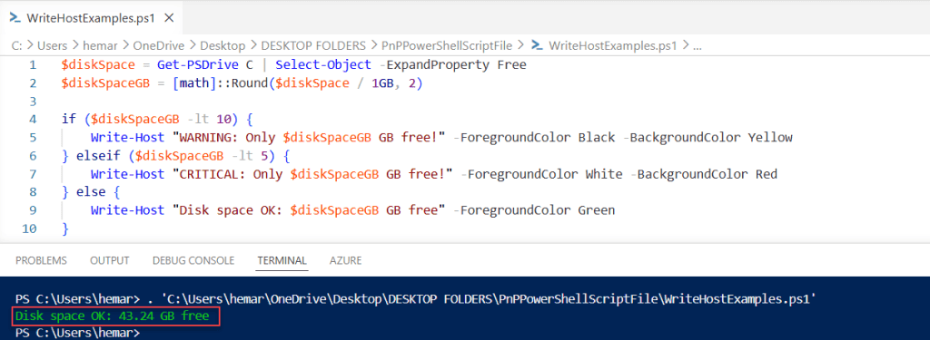 write-host variable powershell