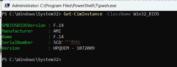 How to Get BIOS Serial Number Using PowerShell