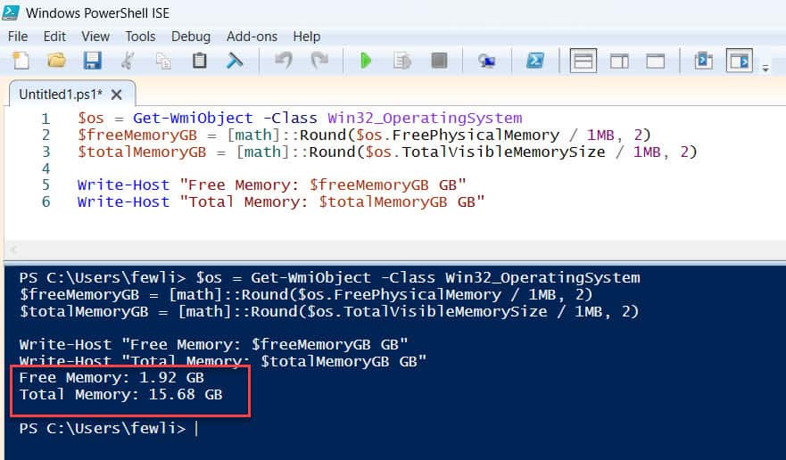 PowerShell Check Free Memory