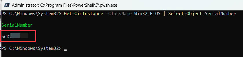 PowerShell Get BIOS Serial Number