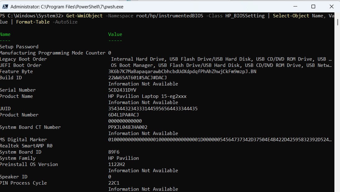 How to Get HP BIOS Settings Using PowerShell