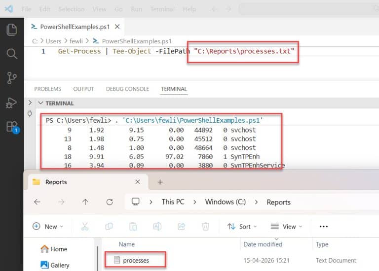 PowerShell Output to File and Console [With Examples]
