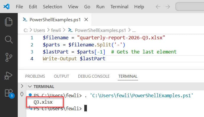 PowerShell Substring From End using split method