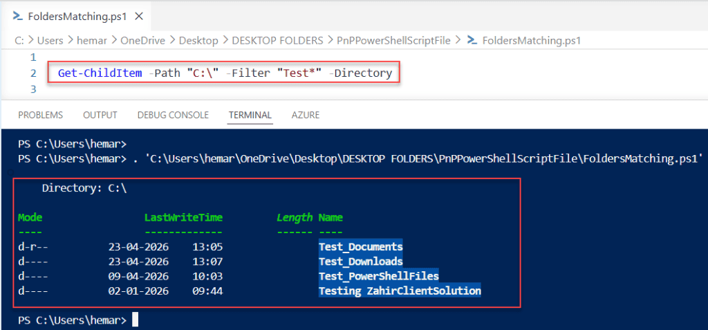 powershell find folders matching pattern