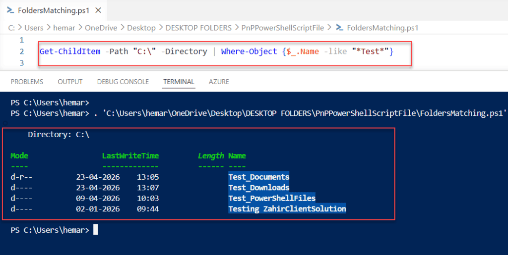 powershell find folders matching pattern with filter