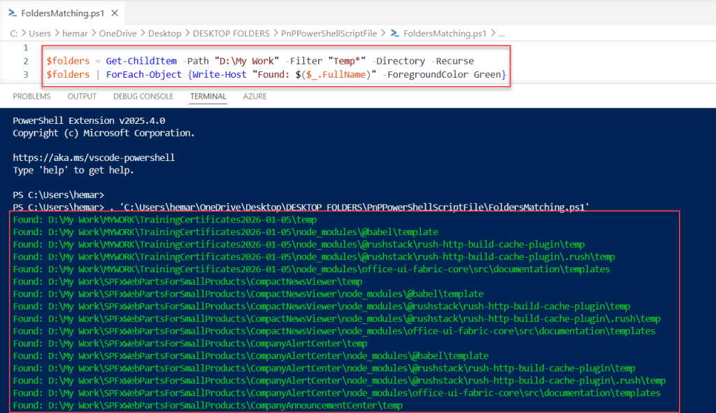 powershell find folders with name