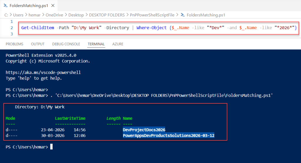 powershell finding folders combining multiple pattern conditions