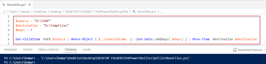 powershell move files to folder based on date created