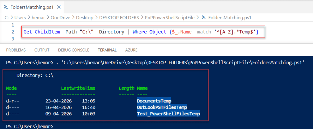 powershell search folders matching pattern