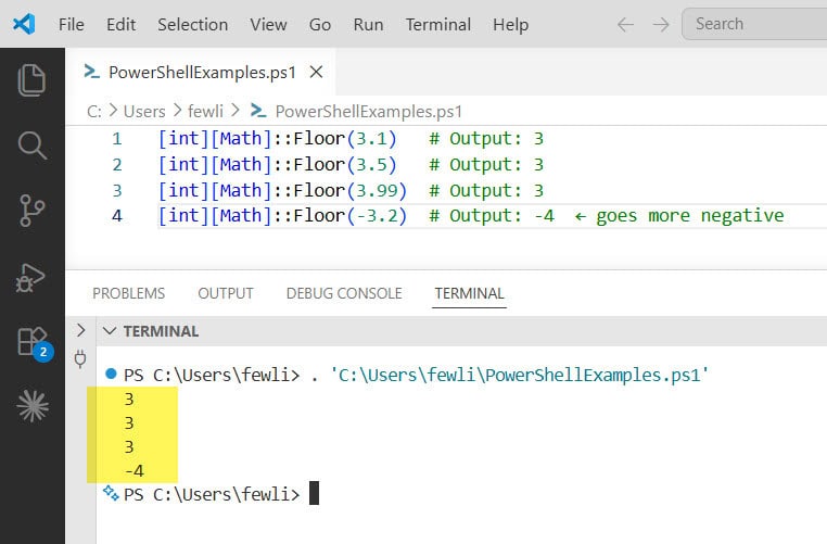 Convert Double to Int using PowerShell
