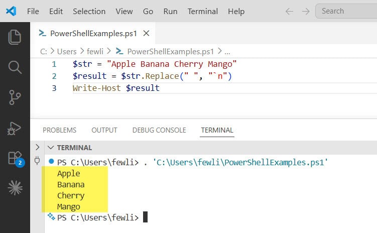 Convert Spaces to New Lines powershell