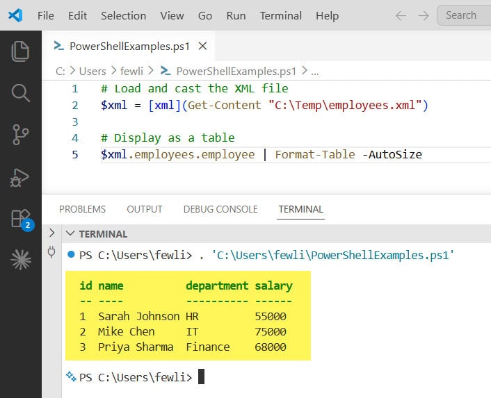 Convert XML to Table in PowerShell