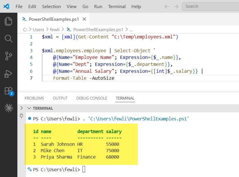 How to Convert XML to Table in PowerShell