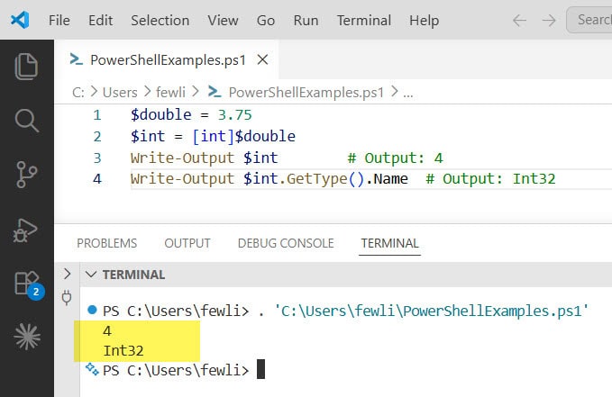 PowerShell Convert Double to Int