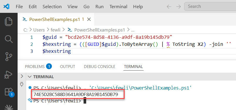 PowerShell Convert GUID to Hex