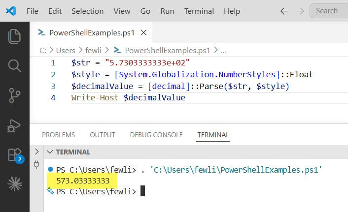 PowerShell Convert Scientific Notation to Decimal