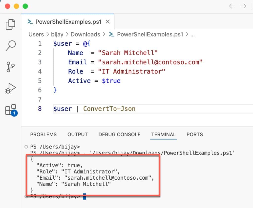 PowerShell ConvertTo-Json Example