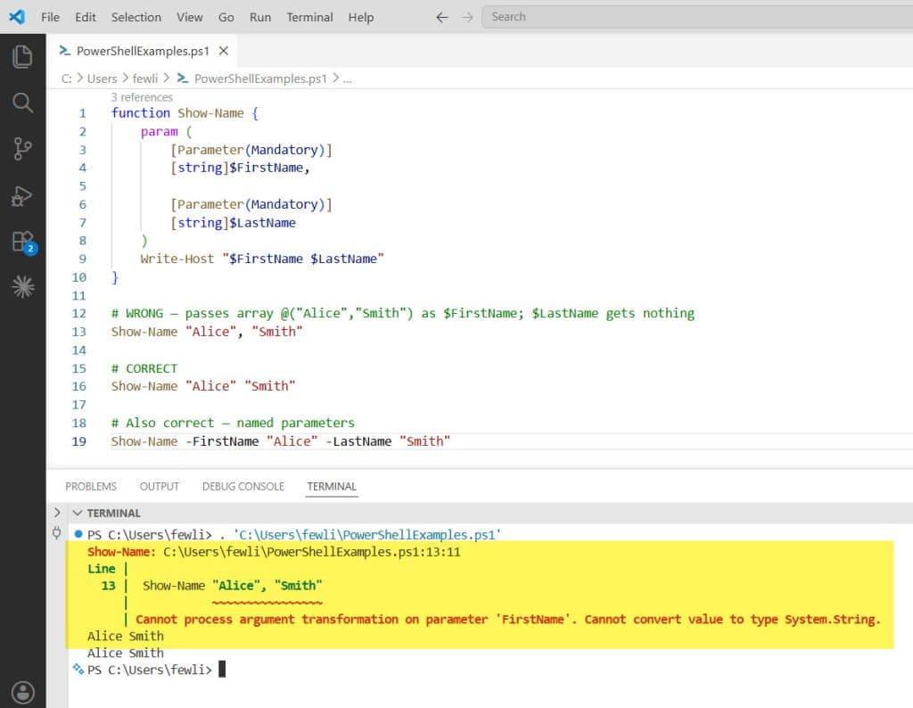 cannot convert value to type system.string powershell function