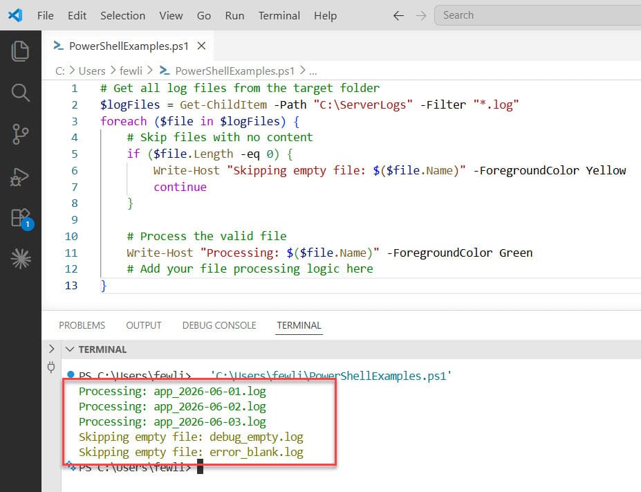 Skip to Next Item in PowerShell ForEach Loop