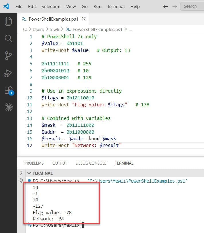 Convert Binary to Decimal in PowerShell using different methods