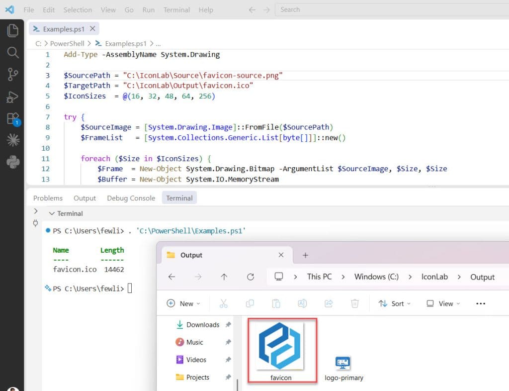 PowerShell Convert PNG to ICO
