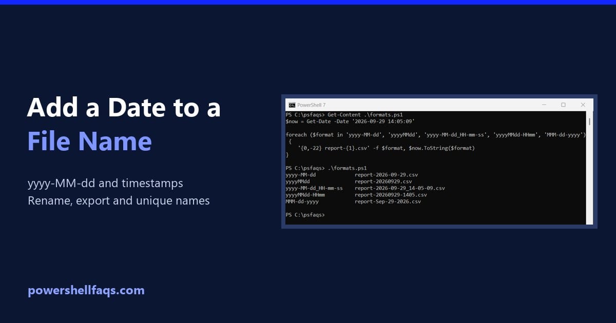 Add date to file name in PowerShell