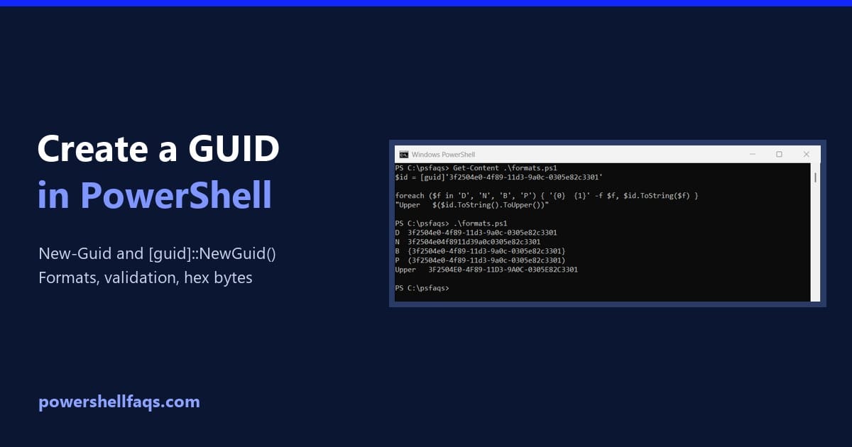 Create a GUID in PowerShell