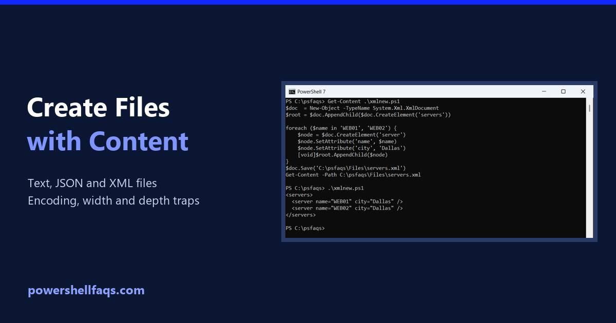 Create files with content using PowerShell