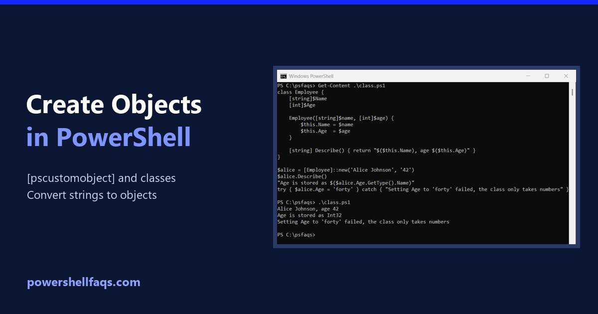 Create objects in PowerShell