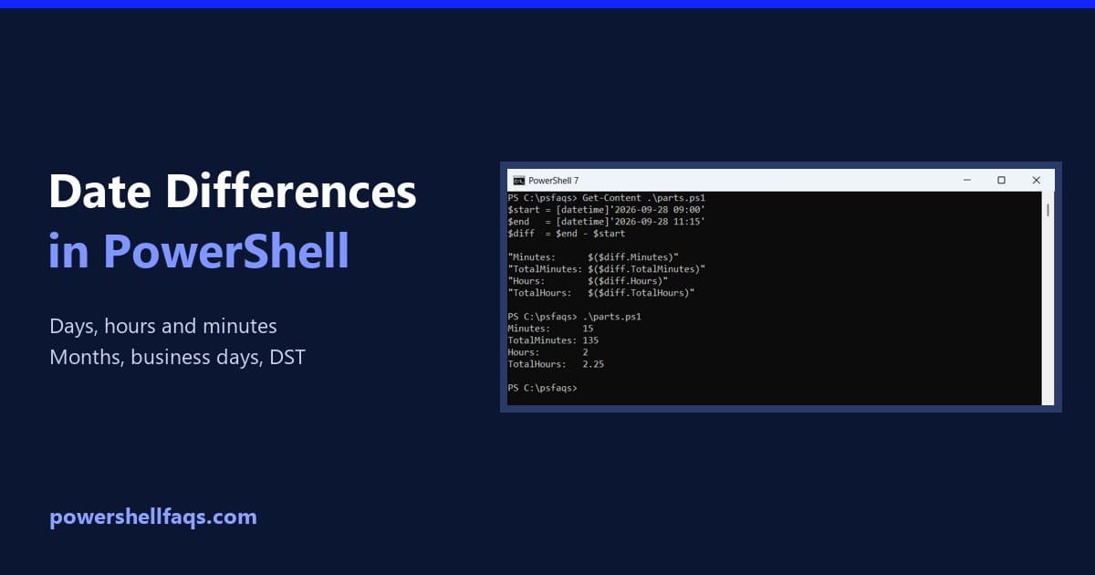 Get the difference between two dates in PowerShell