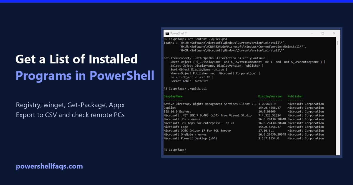 Get a list of installed programs using PowerShell