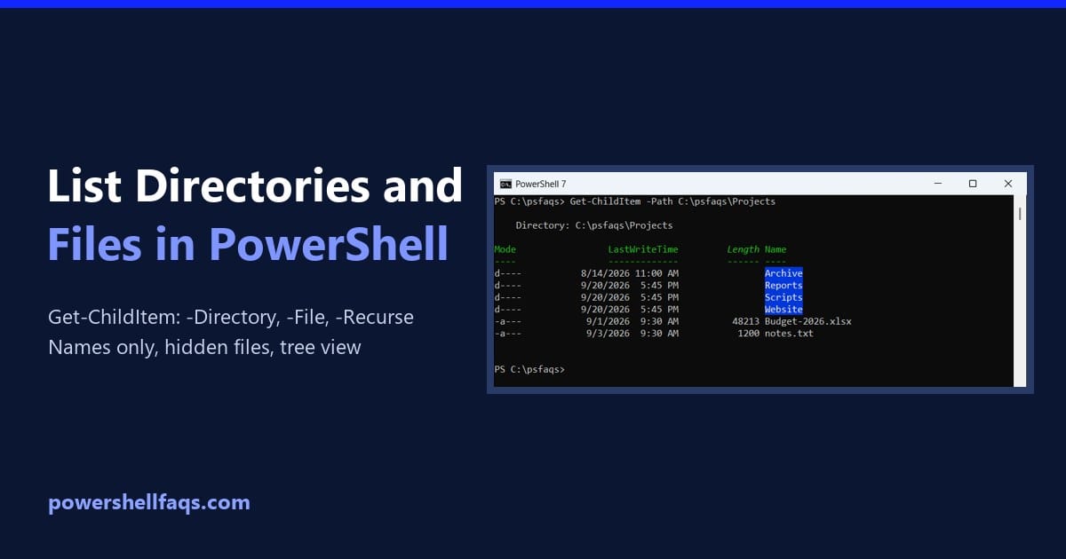 List directories and files in PowerShell