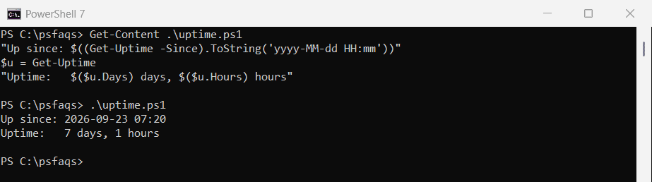PowerShell 7 Get-Uptime -Since