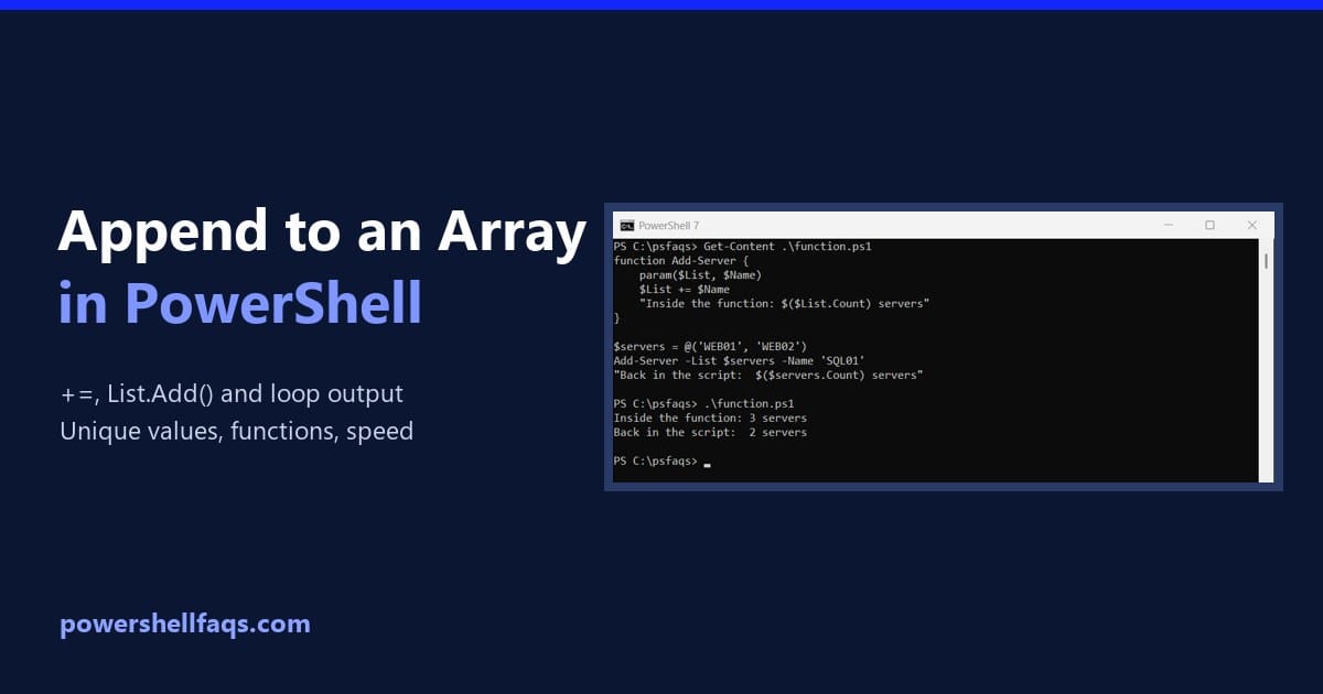 Append to an array in PowerShell