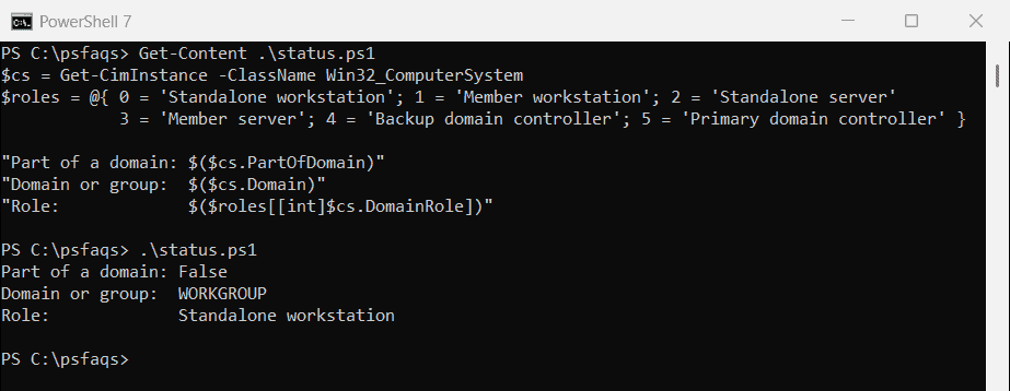 PowerShell check if computer is domain joined