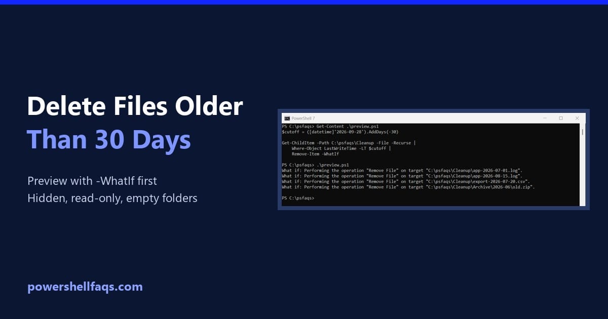 PowerShell delete files older than 30 days