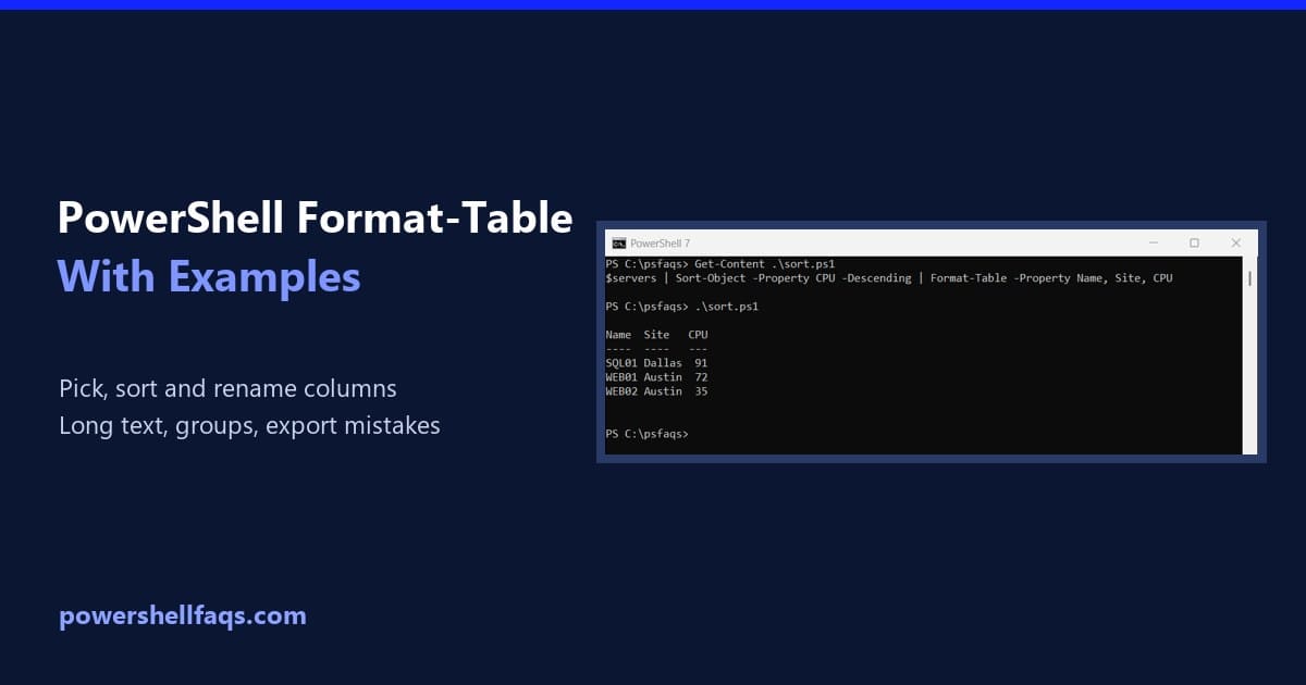 PowerShell Format-Table examples