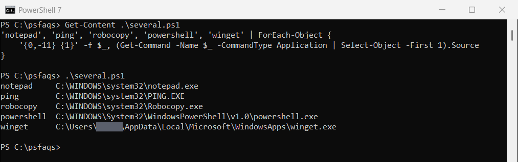 PowerShell Get-Command find executable path