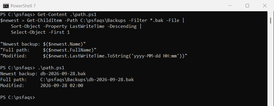 PowerShell get the newest file in a folder