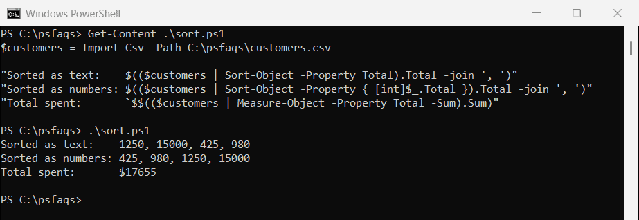PowerShell Import-Csv values sort as text until you cast them to numbers