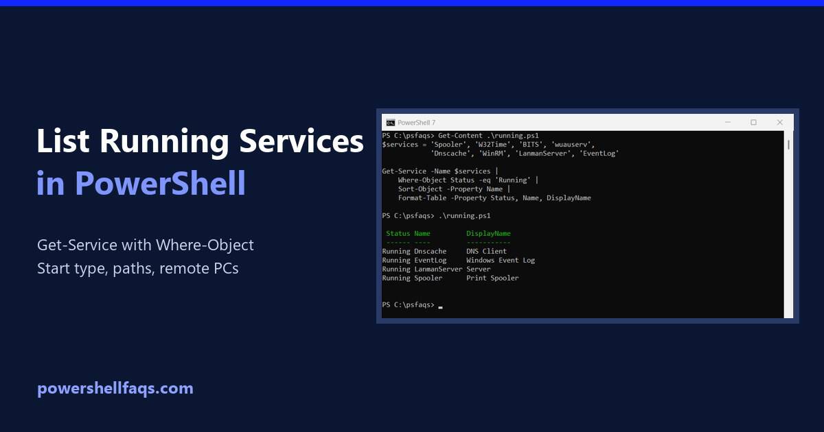 List running services in PowerShell