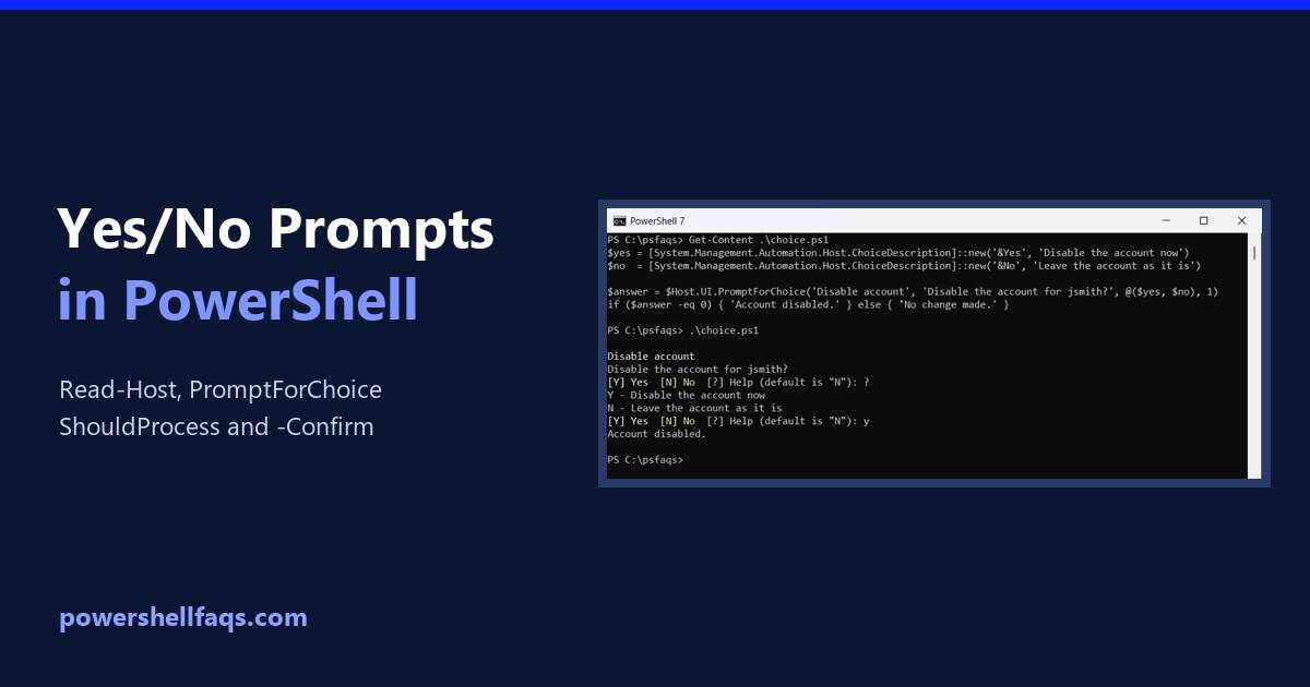 PowerShell prompt for yes/no input