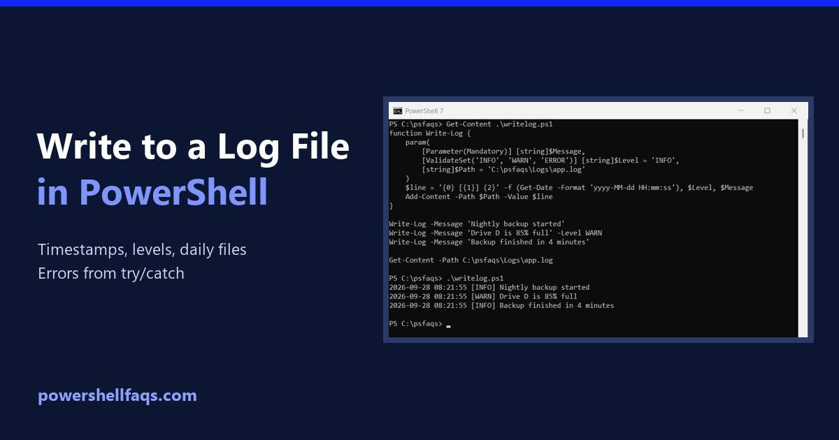 PowerShell write to log file